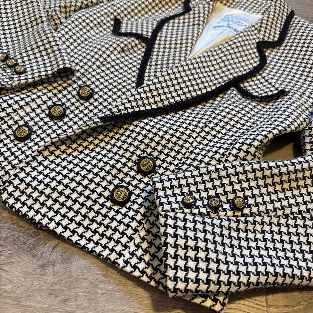 So Crazy by Rina Rossi Women's Black and White Houndstooth Blazer- Size 4 - Picture 3 of 14